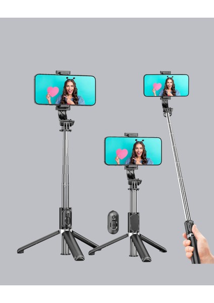 Bluetooth Selfie Çubuğu – 360° Dönebilen Başlık Kablosuz Bağlantı - M096K999-R51096 modelleri