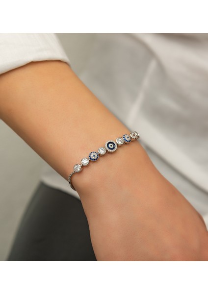 925 Ayar Gümüş Nazar Mineli Bileklik