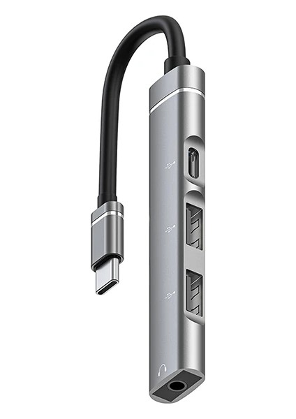 Ally 4in1 Type-C+3.5mm+Usb Girişli Çoğaltıcı Adaptör Çevirici HUB-(5775) - M009K878-R08009