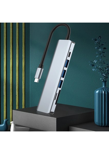Ally 7in1 USB 3.1 HDMI 4K 30HZ 2k 1080P Type-C Hub Adaptör DÖNÜŞTÜRÜCÜ-(5775) - M635K022-R70 modelleri