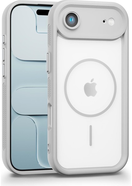 iPhone Air Uyumlu Kamera Korumalı Magsafe Wireless Şarj Özellikli Mat Silikon Gri Renkli Silikon Telefon Kılıfı