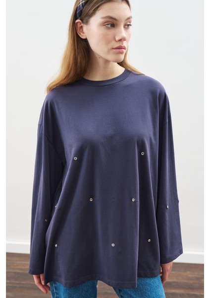 Çıtçıt Ayarlamalı Tshırt Lacivert