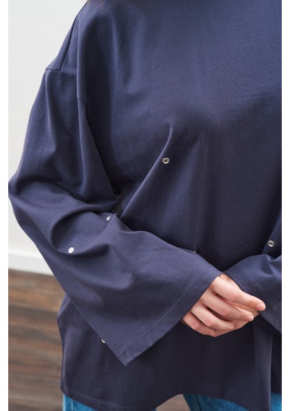 Çıtçıt Ayarlamalı Tshırt Lacivert