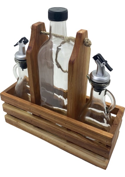 Ahşap Doğal 3lü 2+1 Set Yağdanlık ve Sosluk Takımı(Set)(Kiraz) modelleri