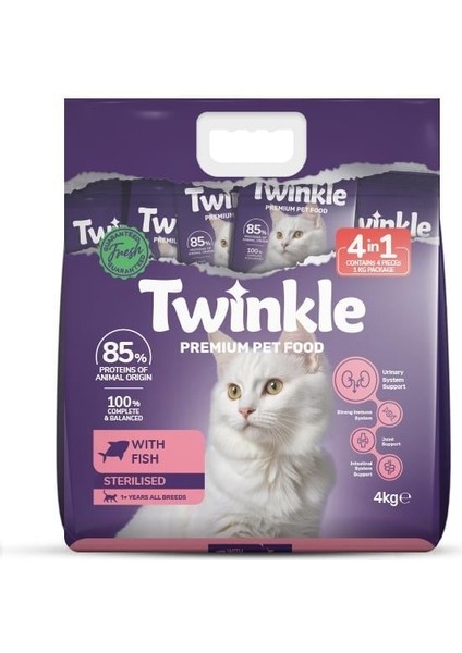 Balıklı Kısırlaştırılmış Kedi Maması 4kg 4x1 Sindirim ve Tüy Sağlığı Destekli Mama