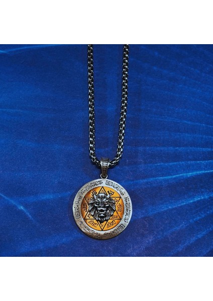 Aslan Figürlü Hz.süleyman Mührü El Işçiliği 925 Ayar Gümüş Erkek Kolye modelleri