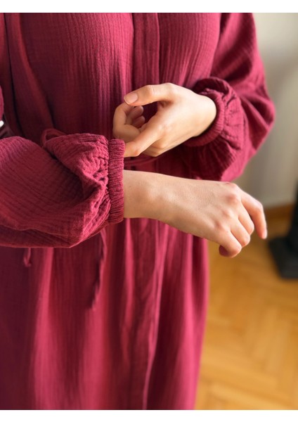 Tam Boy Düğmeli Müslin Ferace 5102 modelleri