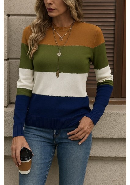 Kadın Uzun Kollu Yarı Balıkçı Yaka Triko Kazak