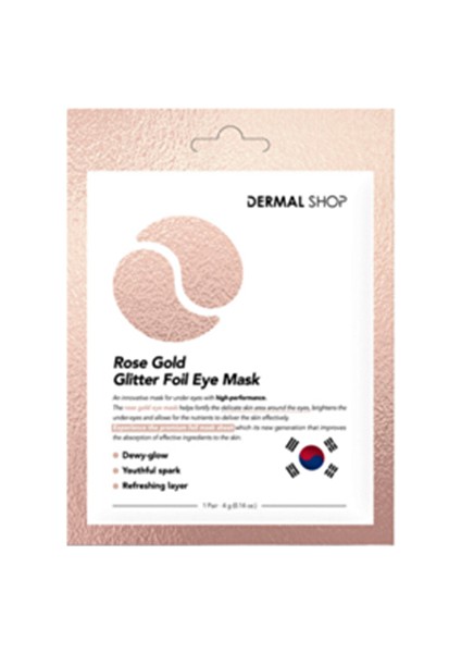 3 Adet Dermal 3 Katmanlı Rose Gold Glitter Foil Göz Altı Torbalarına Karşı Kağıt Göz Maskesi 4 gr