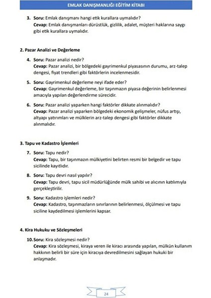 Emlak Danışmanlığı Sınav Hazırlık Kitabı modelleri