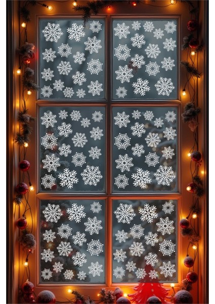 Kar Tanesi Sticker Seti, 110 Adet Kar Taneleri Sticker Seti, Kar Tanesi Dekorasyon Sticker, Kar Tanesi Yılbaşı Süsü fiyatları