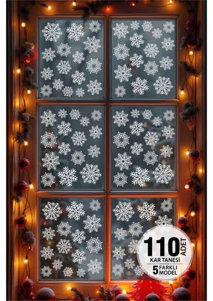 Kar Tanesi Sticker Seti, 110 Adet Kar Taneleri Sticker Seti, Kar Tanesi Dekorasyon Sticker, Kar Tanesi Yılbaşı Süsü fırsatları