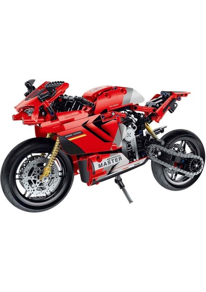 Kırmızı Motosiklet – Teknik Yapım Parçalı Yarış Motoru 557 Parça