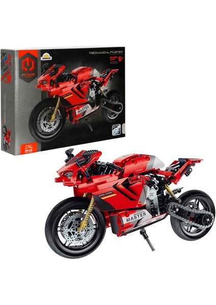 Kırmızı Motosiklet – Teknik Yapım Parçalı Yarış Motoru 557 Parça modelleri