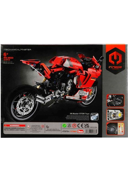 Kırmızı Motosiklet – Teknik Yapım Parçalı Yarış Motoru 557 Parça indirimleri