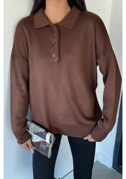 Kadın Yarım Düğmeli Triko Kazak P-00018996