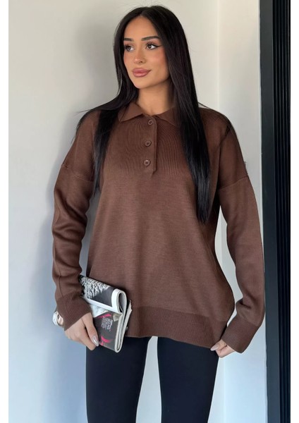 Kadın Yarım Düğmeli Triko Kazak P-00018996 fiyatları