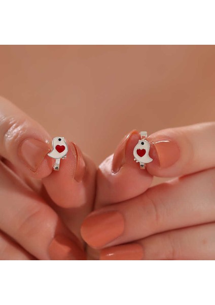 Gümüş Kalpli Kuş Çocuk Küpesi fiyatları