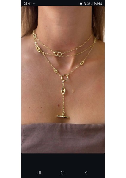 Çok Fonksiyonlu Altın Renk Çelik Kolye