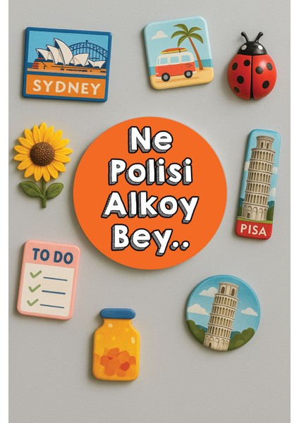 Modern ve Dekoratif Yuvarlak Buzdolabı Magneti Magnet Büyük Boy 10X10 cm - Alkol Bey