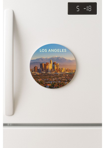 Desenli Temalı Yuvarlak Buzdolabı Magnet – 10X10 cm Los Angeles