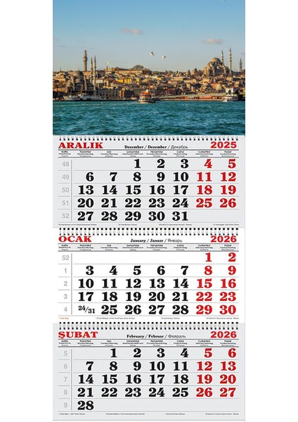 2026 Yılı Gemici Takvimi-Sultan Ahmet Camii ve Boğaz