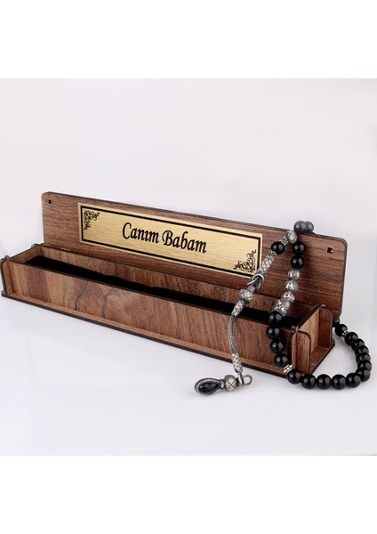Gümüş Püsküllü Canım Babam Yazılı Ahşap Kutulu Onix Taşlı Tesbih fırsatları