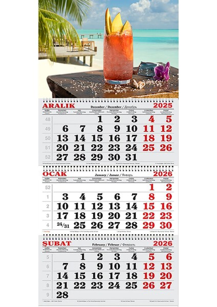 2026 Yılı Gemici Takvimi ---Sahilde Kokteyl