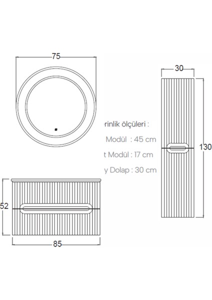 Blue Banyo Dolabı 85 cm (Boy Dolabı Dahil Değildir.) modelleri