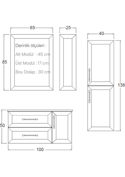 Lexa Üst Blok Dolap fiyatları