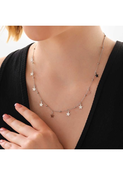 Gümüş Yıldızlı Dorika Kadın Kolye