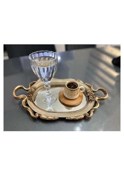 Tepsi , Özel Tasarım El Yapımı Kahve Tepsi 30CM Bej Rengi modelleri