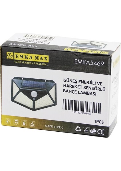 4 Açılı Solar - Hareket Sensörlü Aplik Duvar Lambası Dış Mekan 9.5 x 13.5cm (4172)