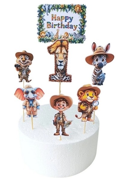 Safari Pasta Süsü 1 Yaş | Safari Doğum Günü Konsepti | Safari Hayvanlari Temali Doğum Günü