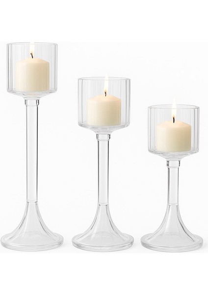 Şeffaf 3'lü Kadeh Mumluk fiyatları