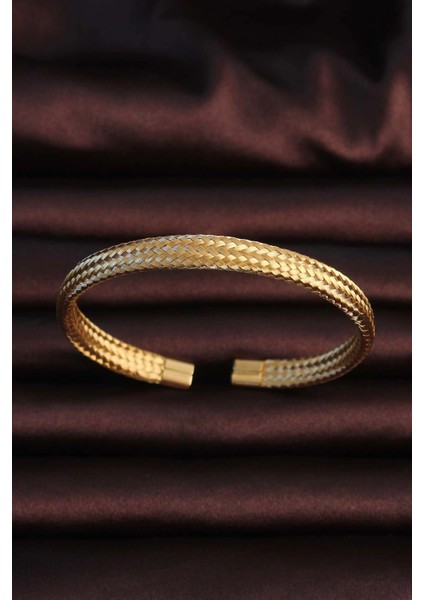 Bfs 316L Çelik Altın Renk Hasır Görünüm Erkek Bileklik