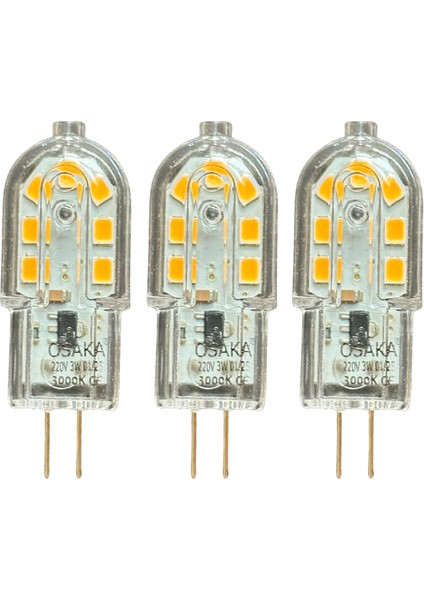 (3 adet) OSAKA 3W Sarı Işık (3000K) G4 Duylu LED Kapsül Ampul