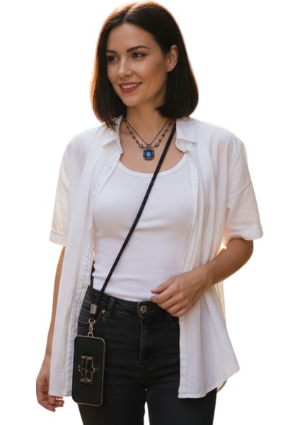 Siyah Paracord Telefon Askısı Crossbody ( Ayarlanabilir) Tüm Kılıflara Uyumlu modelleri