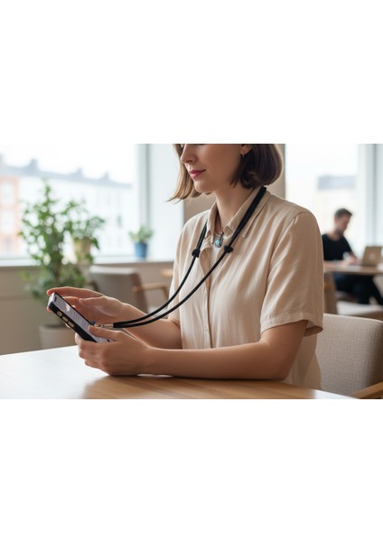 Siyah Paracord Telefon Askısı Crossbody ( Ayarlanabilir) Tüm Kılıflara Uyumlu