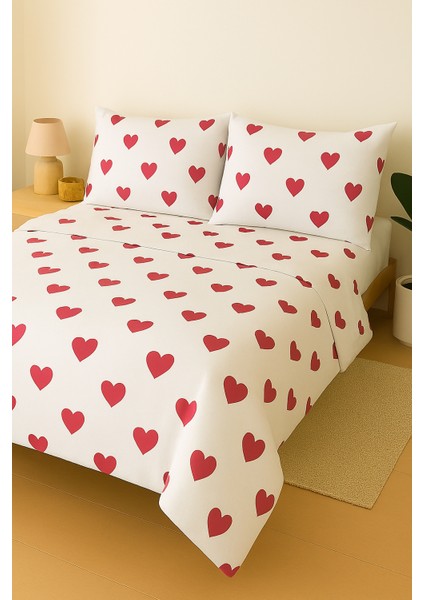 Shito Nevresim Takımı, Çift Kişilik, Kalp Desenli, Kalpli, Pamuklu, Şık, Kaliteli, Yerli Üretim