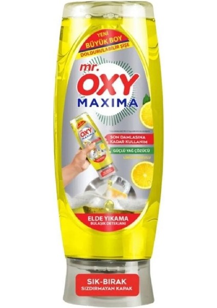 Mr. Oxy Maxima Elde Yıkama Bulaşık Deterjanı Limon Kokulu 650 ml * 12 Adet ( 500ML Sıvı Sabun Hediyeli )