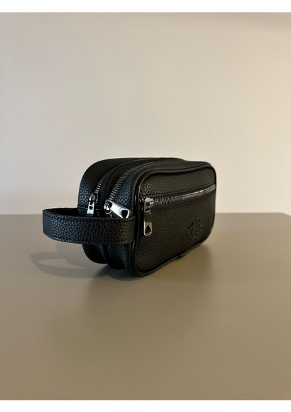 - Erkek Siyah Deri Portföy Clutch Traş Kozmetik Bakım ve Günlük El Çantası modelleri