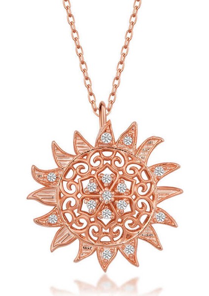 Gümüş Rose Güneş Kadın Kolye