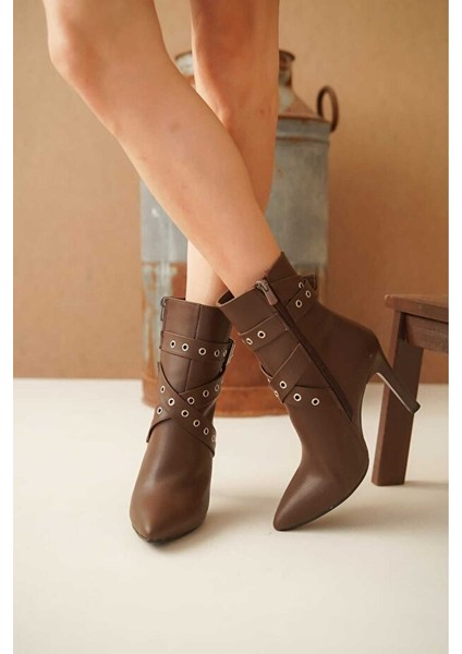 Atye Premium Taba Ince Topuklu Fermuarlı Bot modelleri