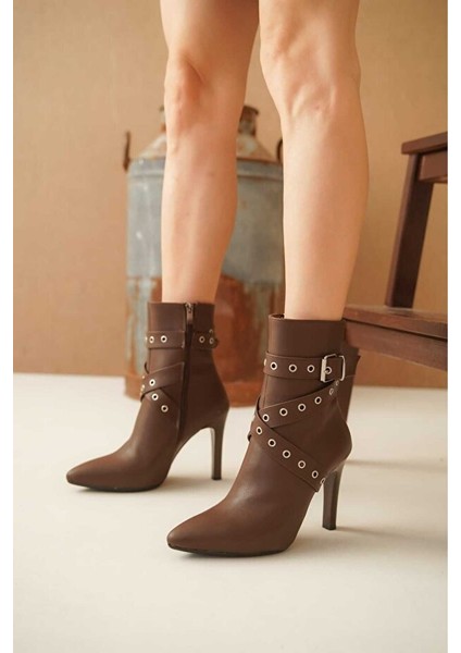 Atye Premium Taba Ince Topuklu Fermuarlı Bot indirimleri