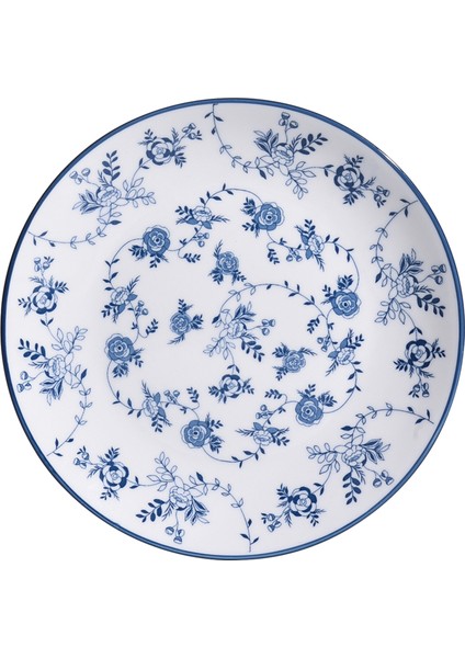 Porselen Mavi Sarmaşık Çukur Tabak 19.5 cm 3 Adet