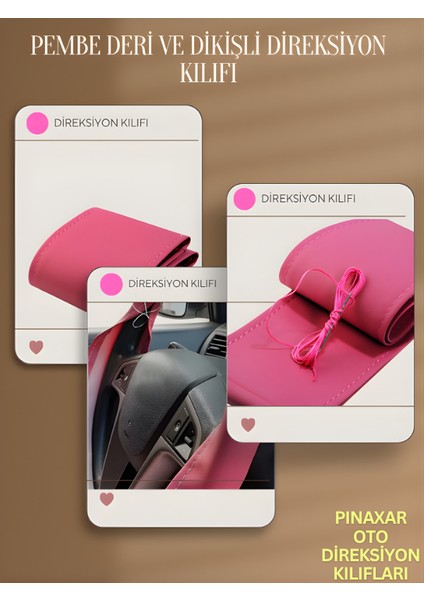 Toyota Auris Pembe Deri Dikiş Direksiyon Kılıfı Prime Kalite fiyatları
