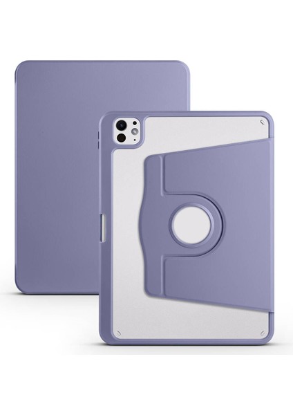 iPad Pro 11 2025 M5 Kılıf Zore Termik Kalem Bölmeli Dönebilen Standlı Kılıf - Lavendery Gray