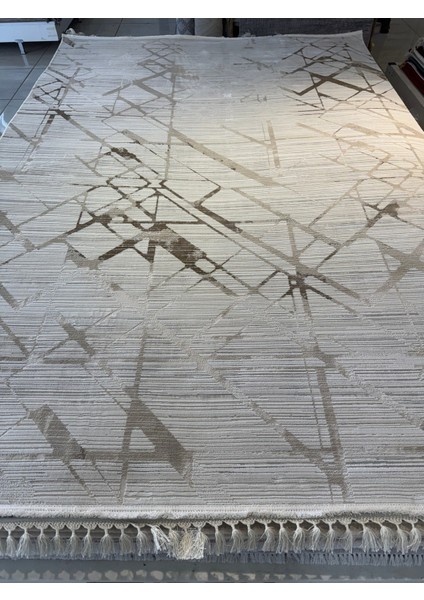 Roma 1114 Bej Kahverengi Premium Modern Desen Akrilik Salon Halısı Üst Kalite