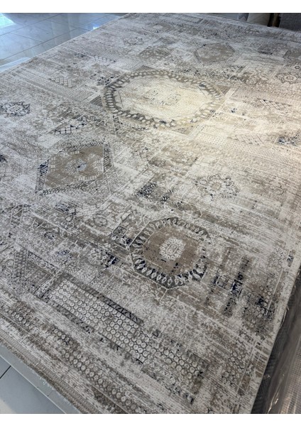 Roma 1129 Gri Premium Vintage Göbekli Desen Avangard Akrilik Salon Halısı Üst Kalite modelleri